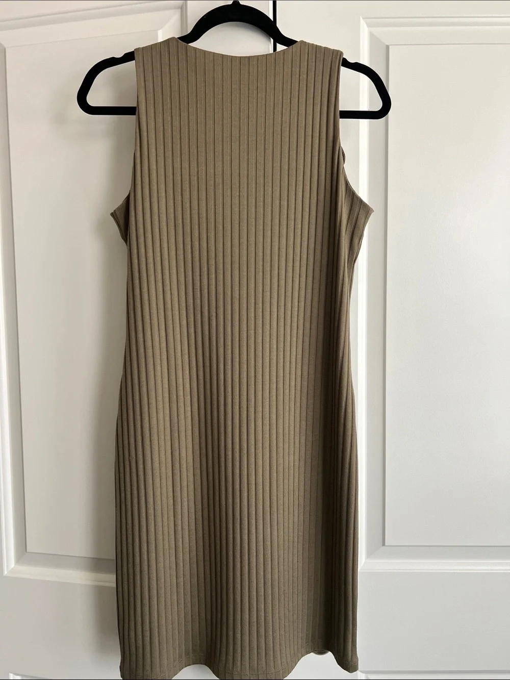 Michael Kors Olive Ribbed Lace-Up Shoulder Mini Dress